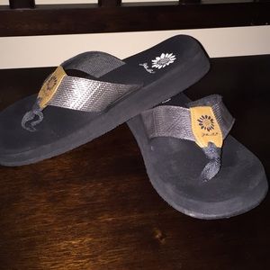 Yellow box flip flops